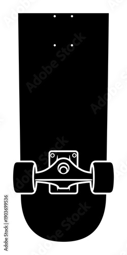 Skateboard Deck Silhouette - Minimal Vector