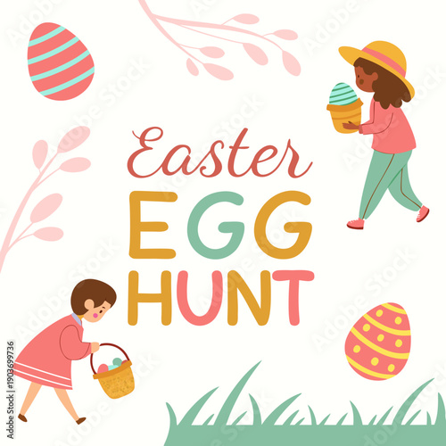 Clean Easter egg hunt flyer template for kids events and community holiday gatherings