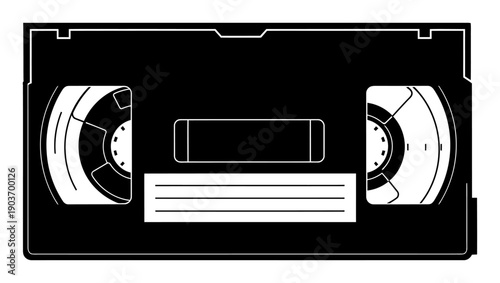 VHS Tape Silhouette - Minimal Vector Illustration