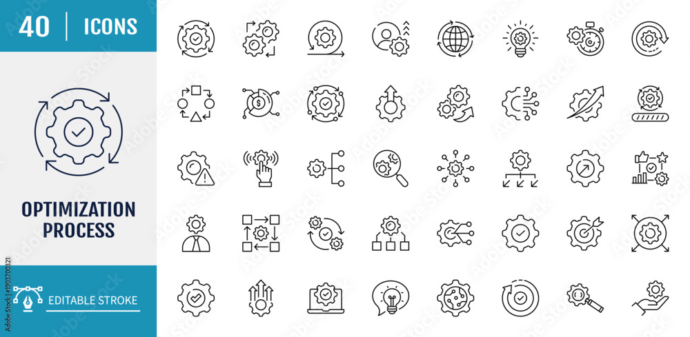 Photography Processing Optimization Workflow icon set
