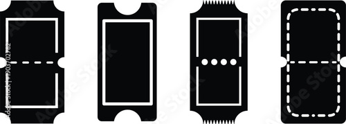 Four black ticket with different perforation white