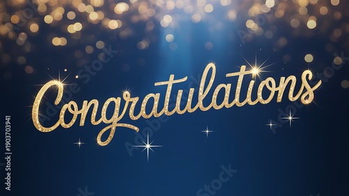 A sparkling congratulations message against a dark, starry background.