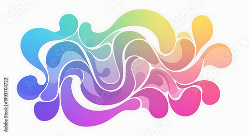 Vibrant rainbow swirl design with colorful fluid shapes on gender equality
