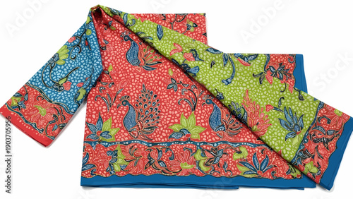 Vibrant textiles displayed on top of each other showcasing intricate patterns and designs in various colors and textures