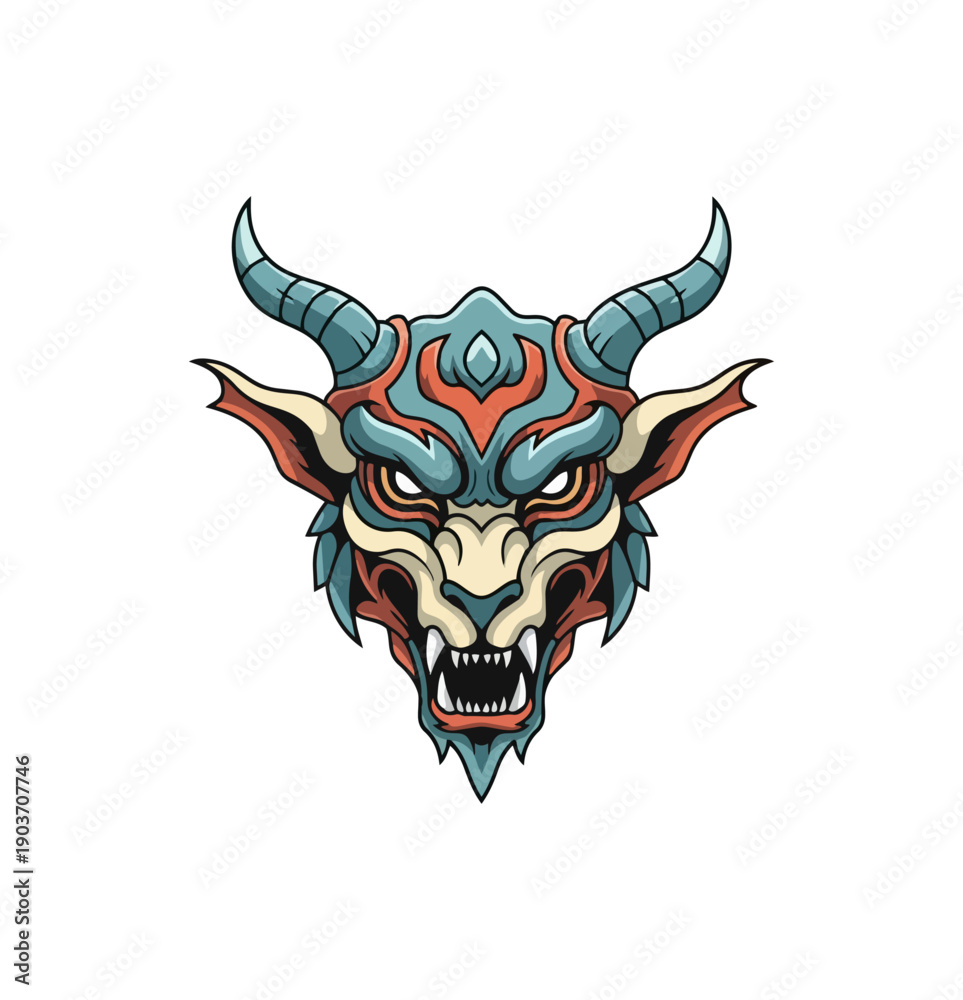 Fototapeta premium Stylized demon illustration on black background