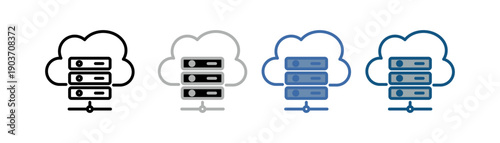 
server icon set multiple style collection with cloud , web hosting design