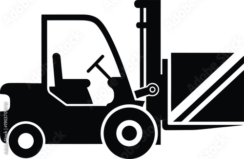 Forklift silhouette with operator and cargo