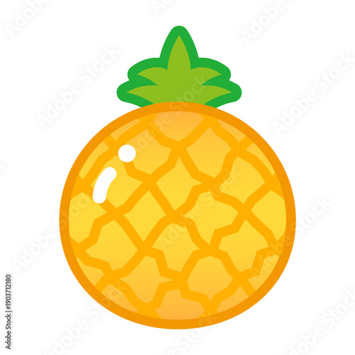 フレッシュで可愛いパイナップルの単体イラスト