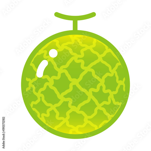 フレッシュで可愛いメロンの単体イラスト