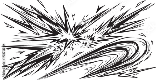 Dynamic Black and White Abstract Speed Motion Graphic Illustration