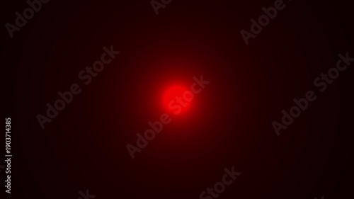red light flare transition effect, glowing red circular light pulse animation loop. minimalist red signal blink on black background.