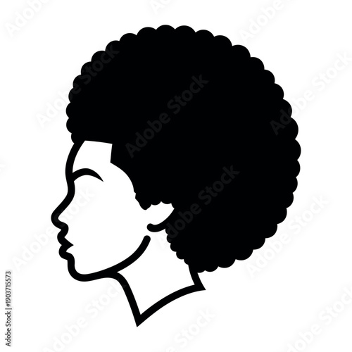 Woman with afro hairstyle profile silhouette