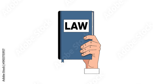 Legal document, law book held by a hand, symbolizing justice, rights, and legal guidance for understanding regulations and jurisprudence