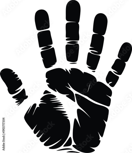Black handprint stamp icon silhouette