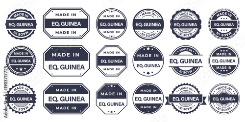 Made in EQUATORIAL GUINEA Vintage Stamp Badges Collection, Made in EQUATORIAL GUINEA Retro Badge & Stamp Logo Collection