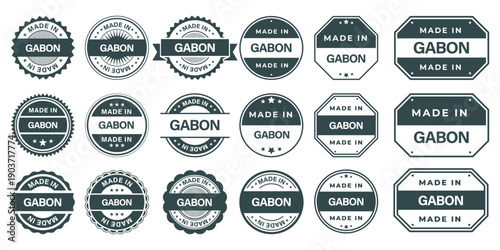 Tableau sur toile Made in GABON Vintage Stamp Badges Collection, Made in GABON Retro Badge & Stamp