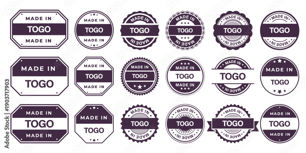 Obraz premium Made in TOGO Vintage Stamp Badges Collection, Made in TOGO Retro Badge & Stamp Logo Collection