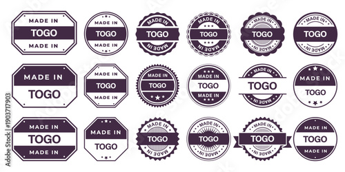 Made in TOGO Vintage Stamp Badges Collection, Made in TOGO Retro Badge & Stamp Logo Collection
