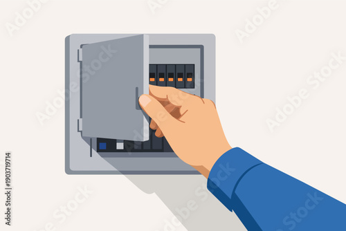 Hand opening electrical fuse box for maintenance, checking power and circuit safety