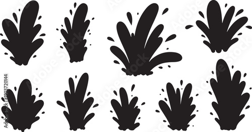 Black paint splatters on white background illustration design elements