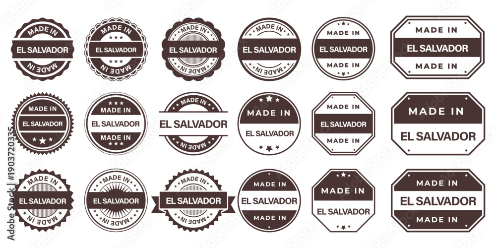 Obraz premium Made in EL SALVADOR Vintage Stamp Badges Collection, Made in EL SALVADOR Retro Badge & Stamp Logo Collection
