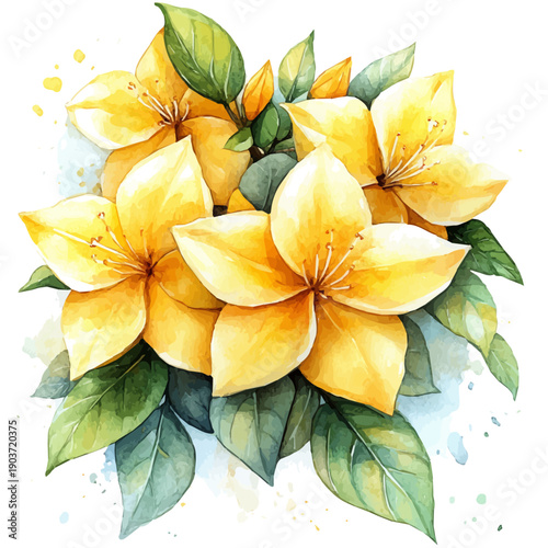 Starfruit Slice, watercolor illustration vector, isolated on a white background.
