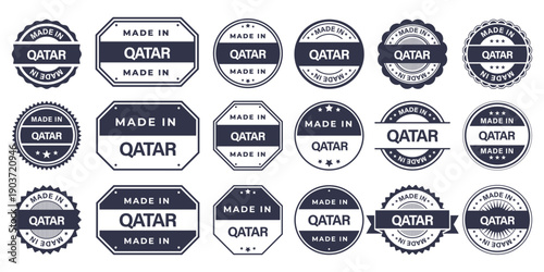 Made in QATAR Vintage Stamp Badges Collection, Made in QATAR Retro Badge & Stamp Logo Collection