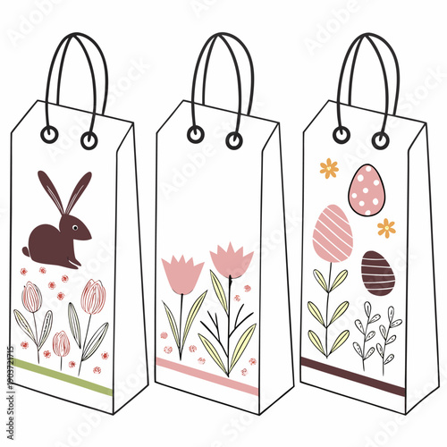 Minimalist Easter Packaging Label and Gift Tag Templates Vector Design Collection