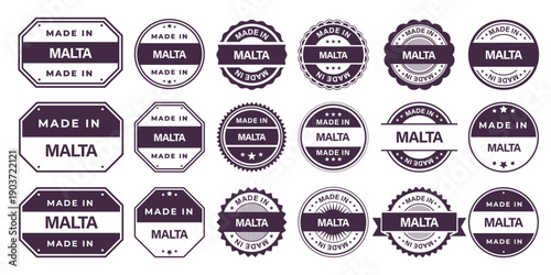 Made in MALTA Vintage Stamp Badges Collection, Made in MALTA Retro Badge & Stamp Logo Collection