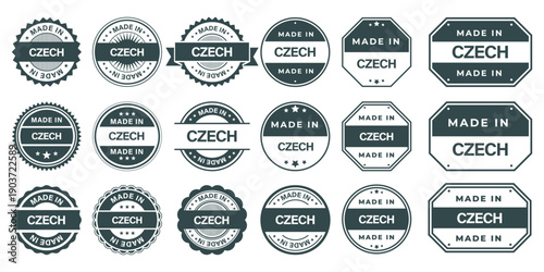 Made in CZECH REPUBLIC Vintage Stamp Badges Collection, Made in CZECH REPUBLIC Retro Badge & Stamp Logo Collection