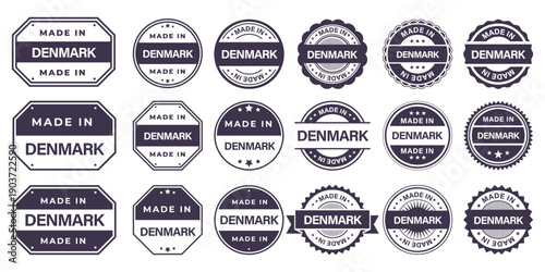 Made in DENMARK Vintage Stamp Badges Collection, Made in DENMARK Retro Badge & Stamp Logo Collection