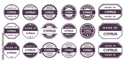 Fotografie Made in CYPRUS Vintage Stamp Badges Collection, Made in CYPRUS Retro Badge & Sta