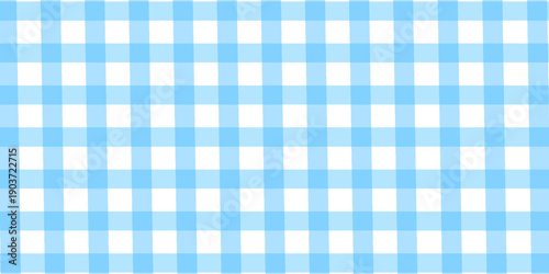 Seamless Light Blue Gingham Pattern Background. Classic Two-Tone Pastel Plaid Check Design for Fabric, Textile, Wallpaper, and Picnic Decor.