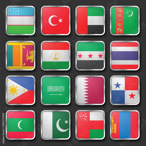 Square World Flags with Metallic Borders, Premium Square Flags with Chrome Metallic Edges Free Download Square World Flags with Metallic Borders, Premium Square Flags with Chrome Metallic Edges - GFXLoad