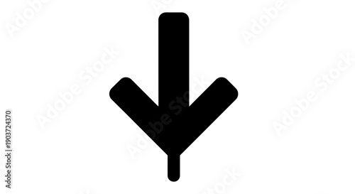 Bold black downward pointing arrow symbol on white background.