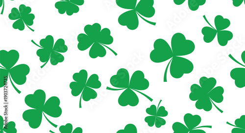 Green shamrock seamless pattern vector clipart for St. Patrick's Day festive backgrounds