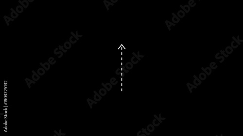 Up arrow direction icon with dotted line white color animation. Abstract  beatiful dot arrows sign animation. 