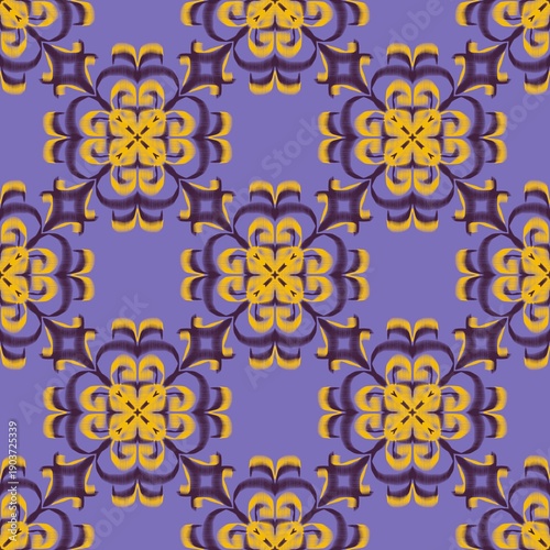 Tablou pe pânză Regal Lavender & Gold seamless Ikat Floral Pattern