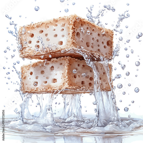 Soap Dish, watercolor drawing vector, isolated on a white background.