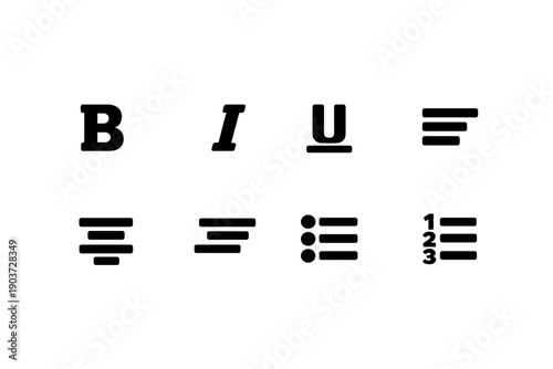 Editor Toolbar Icons. Editor Toolbar. Filled icon set of Editor Toolbar: bold, italic, underline, align left, align