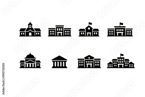 Academic Architecture Icons. Academic architecture symbols. Filled icon set of Academic architecture symbols: historic