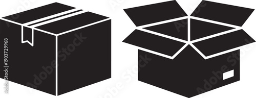 Cardboard Box Icons, Packaging and Shipping Symbols for Logistics Design