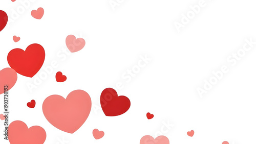 Scattered red and pink heart shapes, romantic love symbol graphic for Valentine's Day, wedding, or anniversary designs isolated PNG with Transparent Background