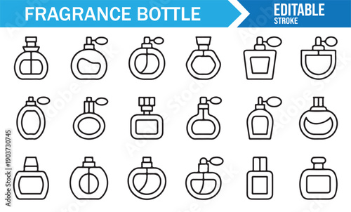 Perfume Bottle Line Icons Collection