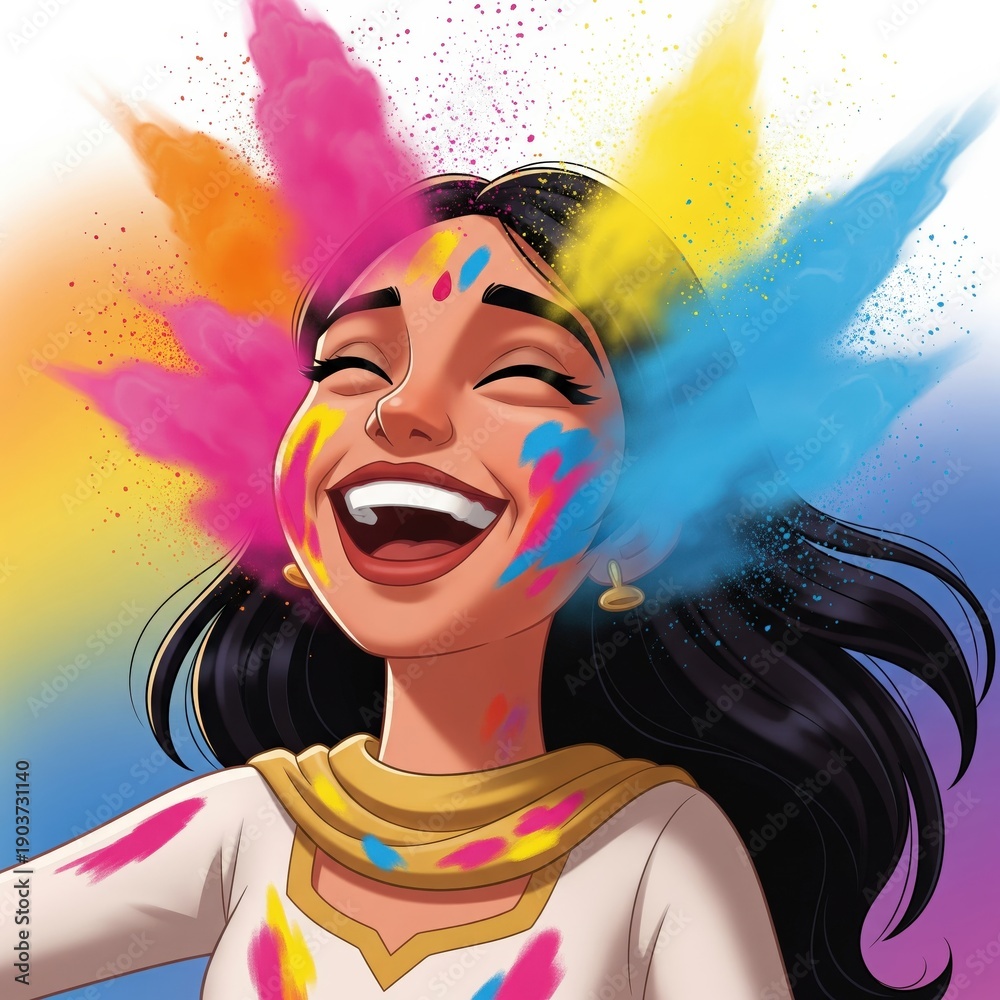 Fototapeta premium holi, gulal, indian boy, color powder, holi festival, festival of colors, powder explosion, indian festival, holi colors, playful child, vibrant colors, indian culture, spring festival, color burst, f