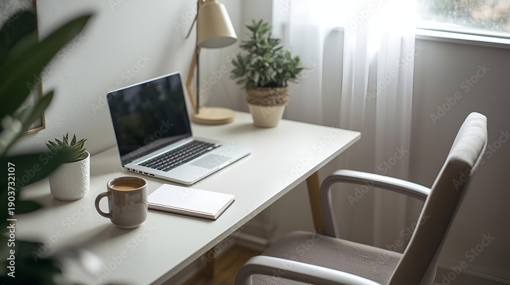 Fototapeta premium Office desk with laptop.
