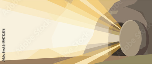 Empty tomb at sunrise banner