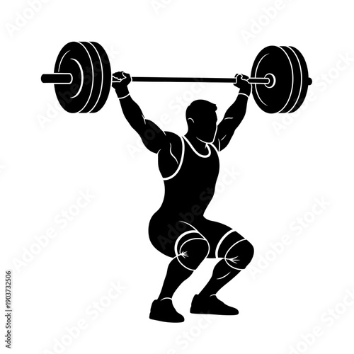 Man Lifting Heavy Barbell Silhouette.