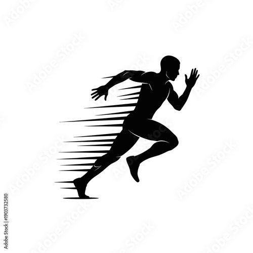 Silhouette of a Man Running Fast.
