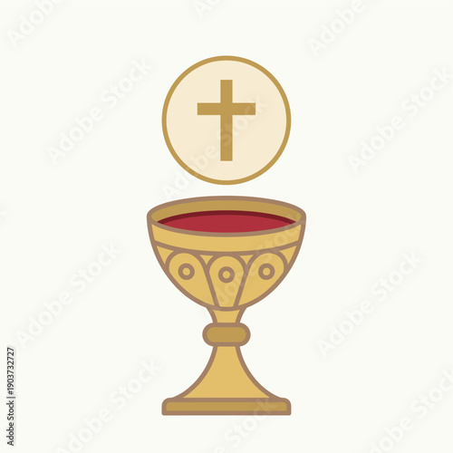 Chalice with wine host and cross